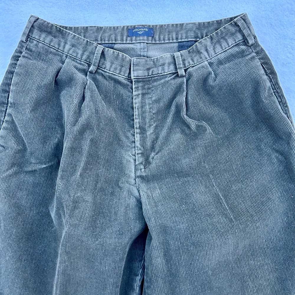 Vintage Dockers Pants Green Corduroy Pleated Pant Men’s Size 33x32 Cuffed Y2K - Picture 4 of 10